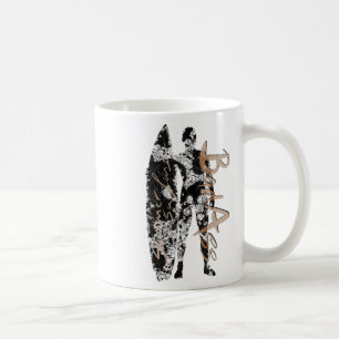 Caneca De Café Surfista De Verão Surfista De Preto Com Prancha De