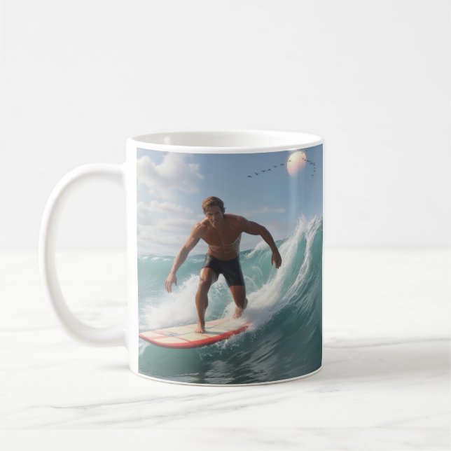 Caneca De Café Surfista Feliz (Esquerda)