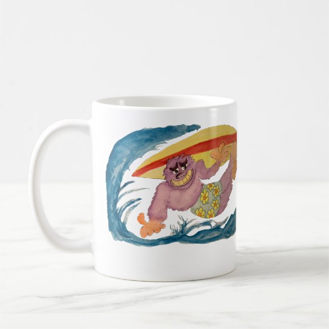 Caneca De Café Surfista Gorila (Esquerda)