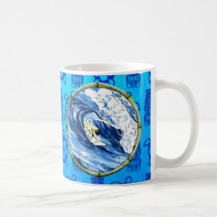 Caneca De Café Surfista no círculo de bambu