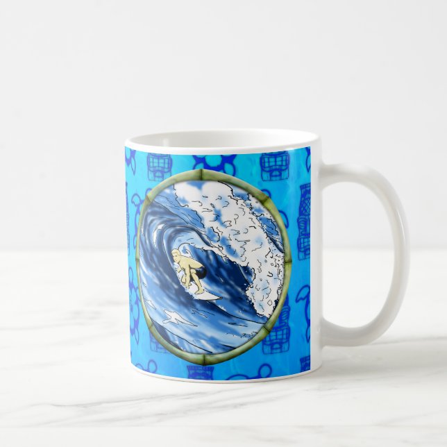 Caneca De Café Surfista no círculo de bambu (Direita)