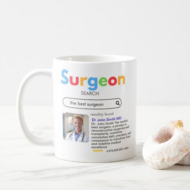 Caneca De Café SURGEONS DOCTORS antistress Google search bar  (Com Donut)