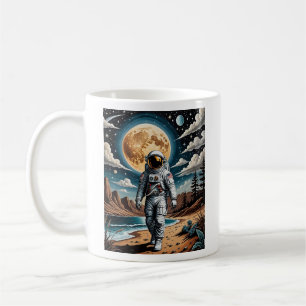 Caneca De Café Surreal Astronauta Paisagem da Lua T Camisa