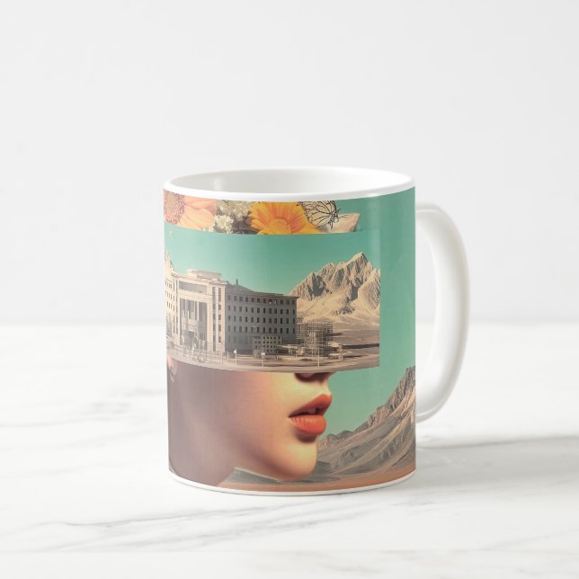 Caneca De Café Surreal Portrait with Architectural Landscape (Frente Esquerda)