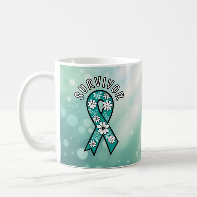 Caneca De Café Survivor SA Teal Awareness Ribbon (Esquerda)