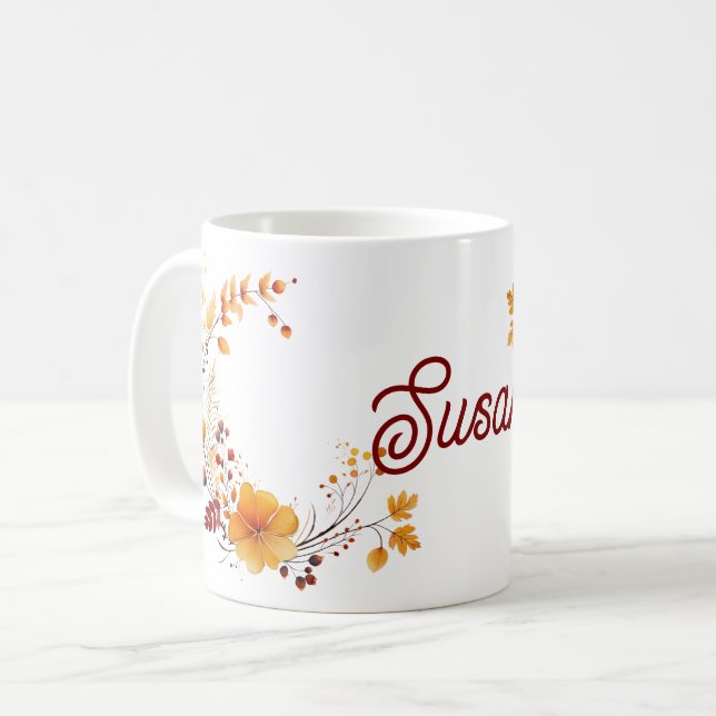 Caneca De Café Susan, apenas design floral para Susan (Frente Esquerda)