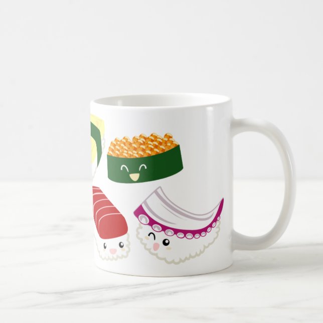 Caneca De Café Sushi de Kawaii com caras (Direita)