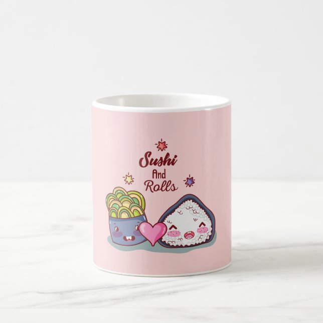 Caneca De Café Sushi E Rolls Kawaii Sushi Coffee Mug (Centro)