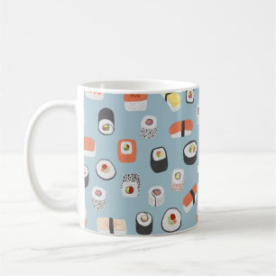 Caneca De Café Sushi Nigiri Maki Roll Patternado