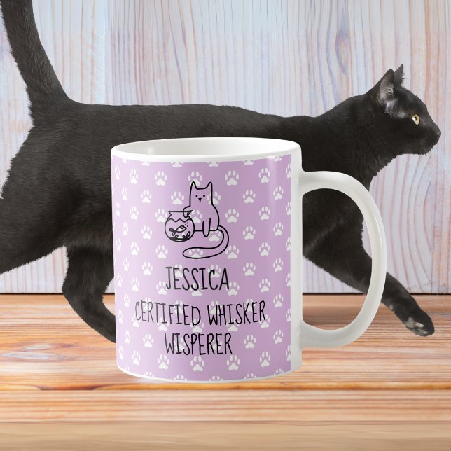 Caneca De Café Sussuro Autenticado Sussuro Personalizado Gato Lov (Certified Whisker Whisperer Personalized Cat Lover Coffee Mug)