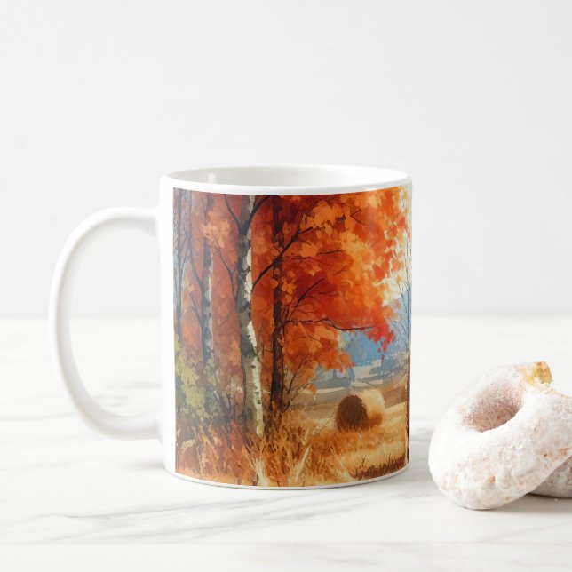 Caneca De Café Sussuros do outono: Serenata de Aquarela (Com Donut)