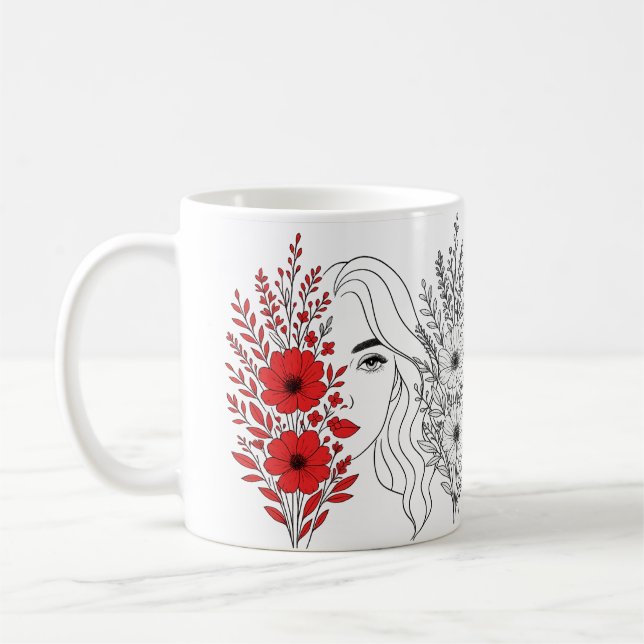 Caneca De Café Sussurros da Natureza - Beleza Feminina em Bloom (Esquerda)