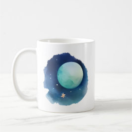 Caneca De Café Sussurros Lunares: Capa de Noite de Aquarela