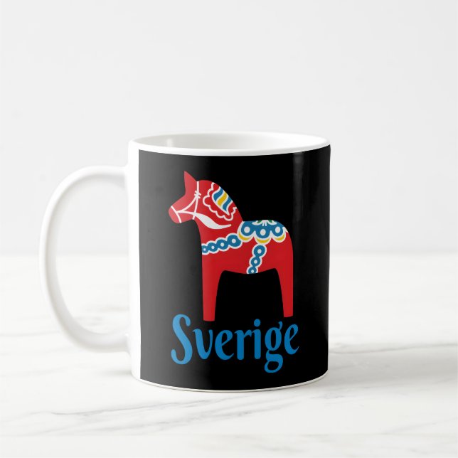 Caneca De Café Sverige Suecia sueca Dala Horse Dalecarlian Hors (Esquerda)