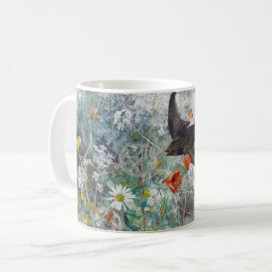 Caneca De Café Swallow and Flower Field, Bruno Liljefors