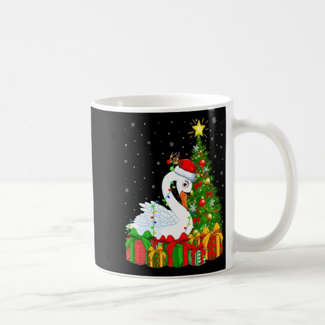 Caneca De Café Swan Bird Xmas Holiday Santa Swan Christmas Tree  (Direita)