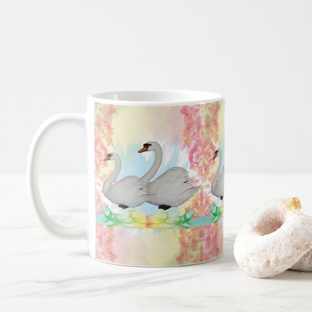 Caneca De Café Swan Floral Mug (Com Donut)