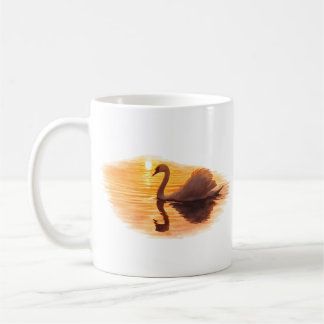 Caneca De Café Swan Gliding at Sunset