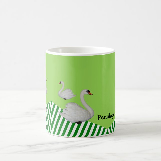 Caneca De Café Swan Green Stripe Mug (Centro)