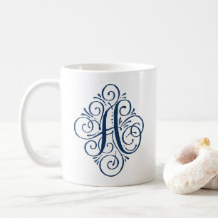 Caneca De Café Swash Monograma do Ornamento Personalizado