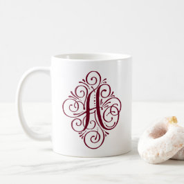 Caneca De Café Swash Monograma do Ornamento Personalizado