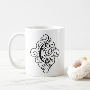 Caneca De Café Swash Monograma do Ornamento Personalizado