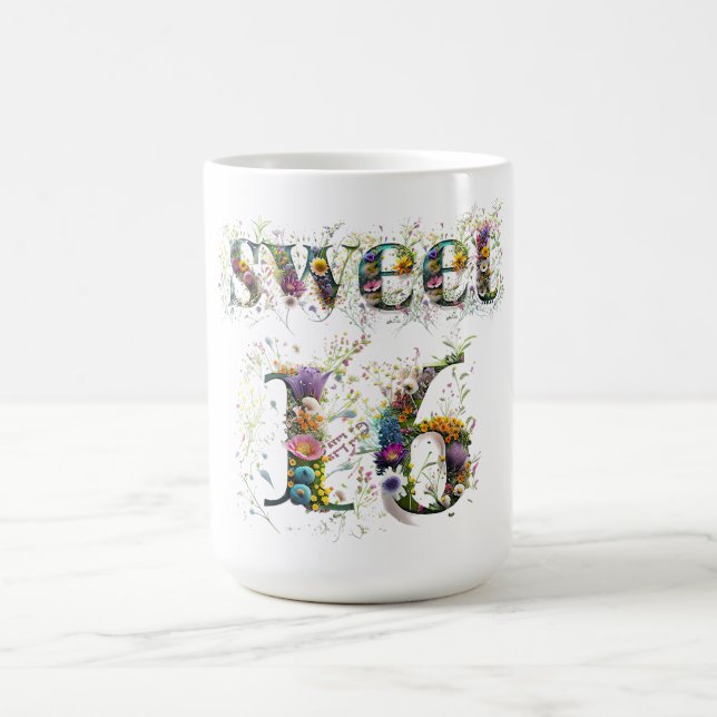 Caneca De Café Sweet 16 Happy Birthday Wildflower Text (Centro)