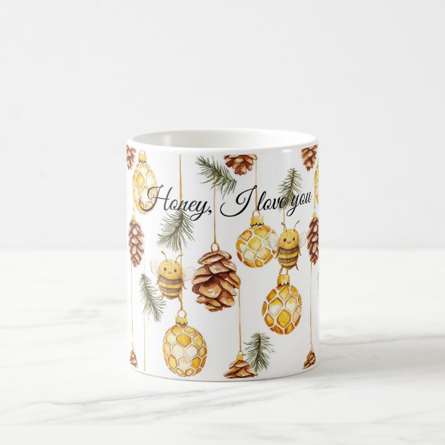 Caneca De Café Sweet Honey Bees Pine Cones (Centro)