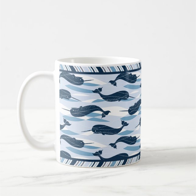 Caneca De Café Sweet Narwhal Allover Impressão Marinho Blue (Esquerda)