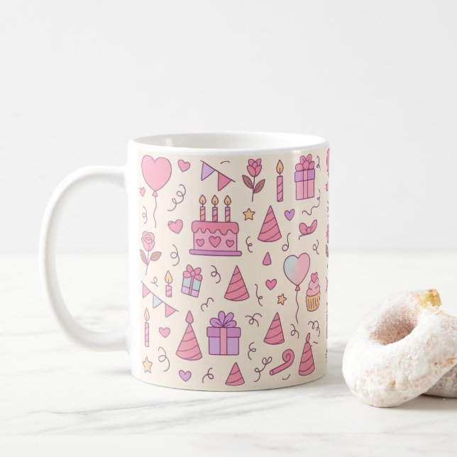 Caneca De Café Sweet Princess Party Celebration Pattern (Com Donut)