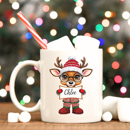 Caneca De Café Sweet Reindeer em pijama de Natal Mug de cacau