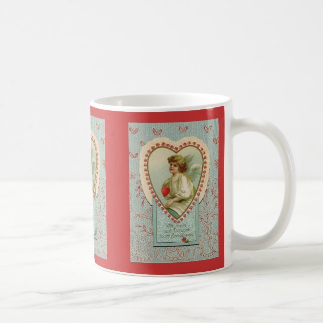 Caneca De Café Sweet tiny hearts Valentine on faux lace (Direita)