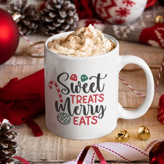 Caneca De Café Sweet Treats Merry Eats Cute Christmas (Criador carregado)