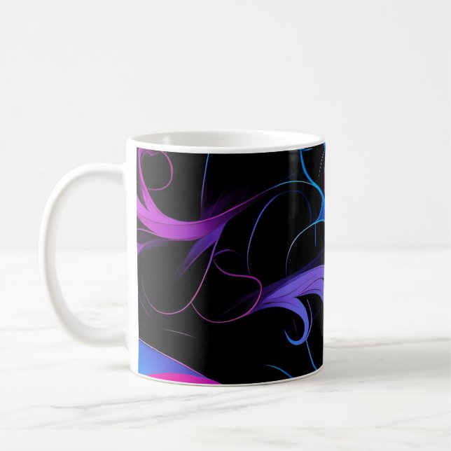 Caneca De Café 💫 Swirling Pink & Violet Pattern - Elegant & Myst (Esquerda)