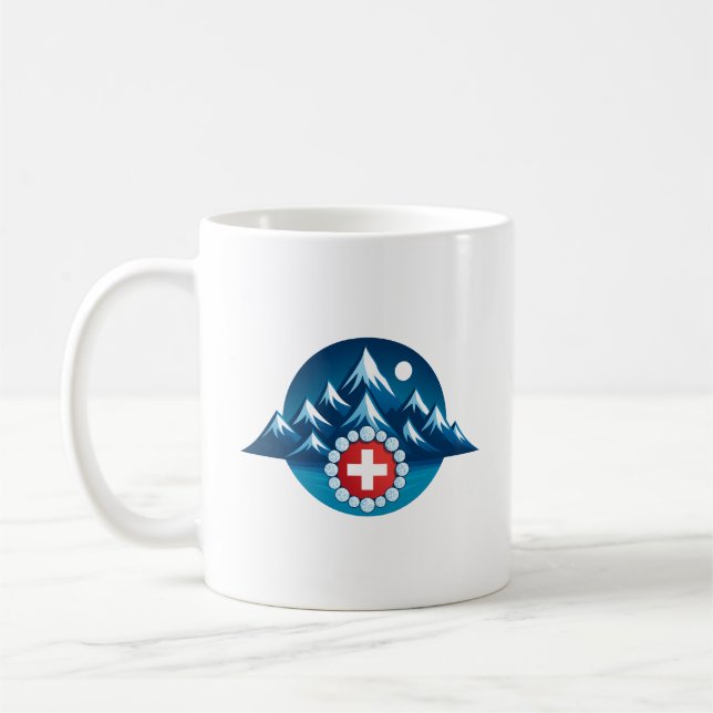 Caneca De Café Swiss Alps Illustration (Esquerda)