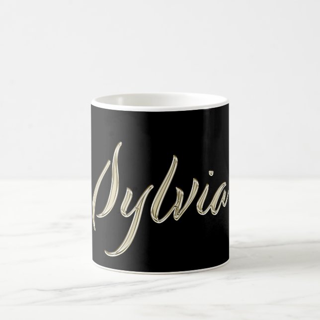 Caneca De Café Sylvia white gold Handwriting Tasse Kaffeetasse (Centro)