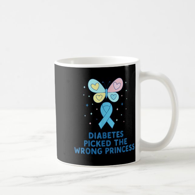 Caneca De Café T1d Diabetes Warrior Butterfly Princess Diabetes A (Direita)
