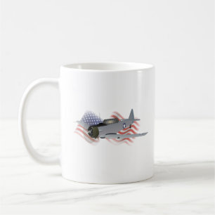 Caneca De Café T-6 Aeronave de trem texana com bandeira americana