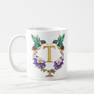 Caneca de Café T Monograma Beija-Flor Joias Luxo
