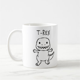 Caneca De Café T-Pose T-Rex Sketch