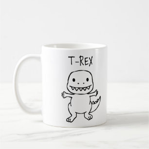Caneca De Café T-Pose T-Rex Sketch