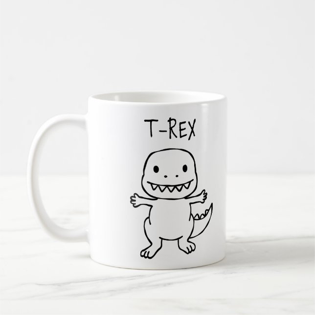 Caneca De Café T-Pose T-Rex Sketch (Esquerda)