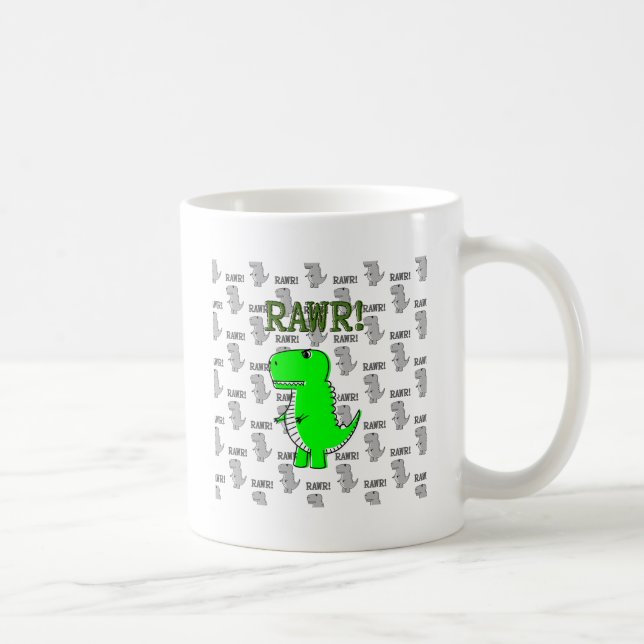 Caneca De Café T-Rex Bonito e Irritado com Padrão Preto e Branco (Direita)