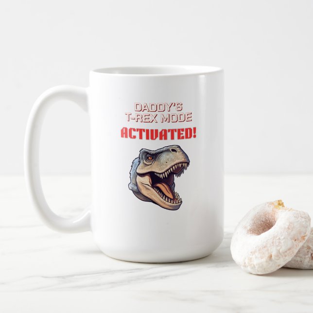 Caneca De Café T-Rex Dad Mode Activated dinosaur meme  (Com Donut)
