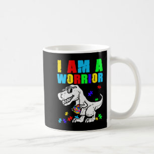 Caneca De Café T Rex Dino I Am A Warrior Autismo Autismo Consciên