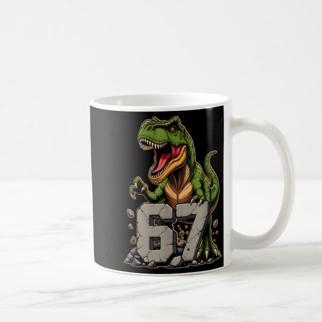 Caneca De Café T-rex Dinosaur Funny Six Seven Meme Cool Tyrannosa (Direita)