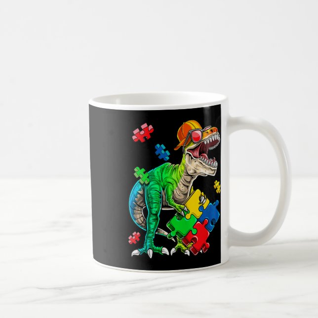 Caneca De Café T Rex Dinossaur Autismo Autismo Quebra-cabeça Piec (Direita)