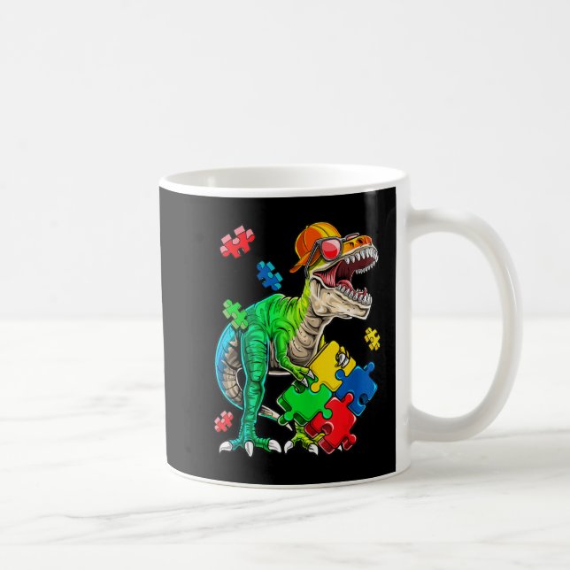 Caneca De Café T Rex Dinossaur Autismo Autismo Quebra-cabeça Piec (Direita)