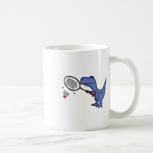Caneca De Café T-rex Dinossaur Brincando de Badminto