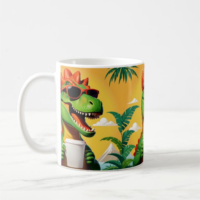 Caneca De Café T-Rex Dinossauro Engraçado  (Esquerda)